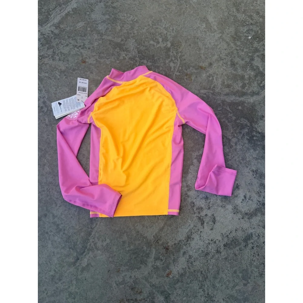 Rip Curl Kids Classic Surf Long Sleeve Rash Guard Mango Pink‎ UPF 50+ Size 8 XS
